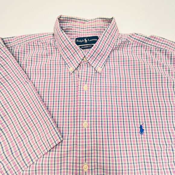 Ralph Lauren Other - Ralph Lauren Classic Fit Shirt Mens XLT Tall Pink Blue Plaid Short Sleeve Preppy